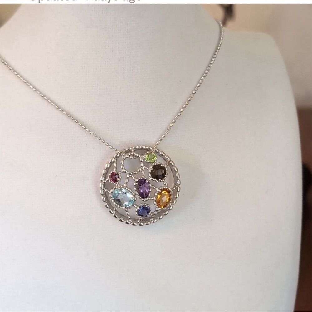 Sterling Silver Large Multigemstone Statement Pen… - image 1